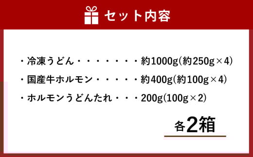 ご当地グルメ 津山 ホルモンうどん セット (4人前×2箱) 計8人前 / うどん 国産牛肉 国産牛 ホルモン 牛ホルモン 肉 お肉 タレ付き 甘辛 レシピ付き グルメ セット 岡山県 美咲町 冷凍